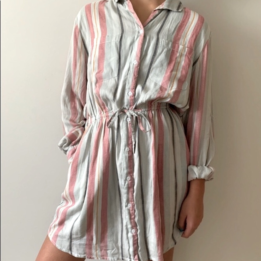 NWT Cotton Tunic Dress / Pale Blue and White